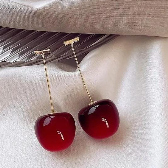 Trendy Korean Cherry Drop Earrings For Women π